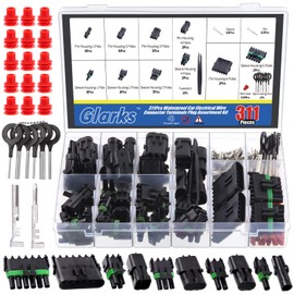 Glarks 311Pcs 26 Kit 1/2/3/4/6 Pin Male&Female Waterproof Automotive Electrical Wire Connector Terminal Plug with Terminal Removal Tool Kit, 20-14 AWG Truck Harness Car Spark Plug Connector