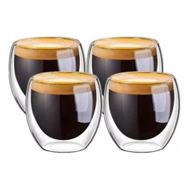 De 4 Tazas De Café Expreso 80ml De Doble Pared