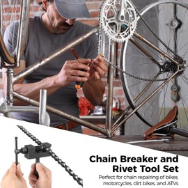 OMISTAR Motorcycle Chain Rivet Tool Kit- 15 Pcs Motorcycle Chain Breaker Rivet Tool Set,Chain Link Removal Tool Chain Splitter Repair Tool For Motorcycles,Bikes,Dirt Bikes,Atvs