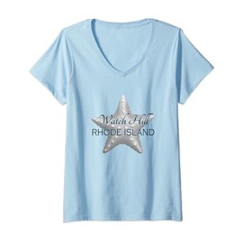 Womens Watch Hill Rhode Island Beach Ocean V-Neck T-Shirt