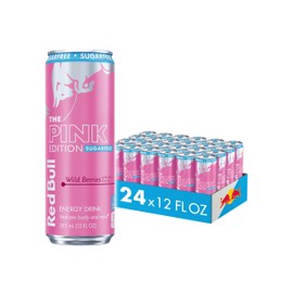 Red Bull Pink Edition Sugar-Free Energy Drink, Wild Berries, with 114 mg Caffeine plus Taurine & B Vitamins, 12 Fl Oz, Pack of 24 Cans
