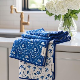 RECYCO Waffle Kitchen Towel Set of 2 - Quick Dry Microfiber Sustainable Dish Towels - Ultra Absorbent Reusable Cleaning Tea Towels - Lightweight Hand Towels,16”x 28”, Coastal Bliss