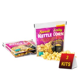 All in One Popcorn Packs - Wabash Valley Farms All-Inclusive Popping Kits, Sweet & Salty Kettle Corn, Popcorn Kernels for Popcorn Machine, All in One Popcorn Kernels, Popcorn Kit, 3 Kits 1 Pack