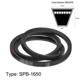 sourcing map SPB1650 V-Belt Drive Belt 1650 mm Pitch Length Rubber Power Transmission