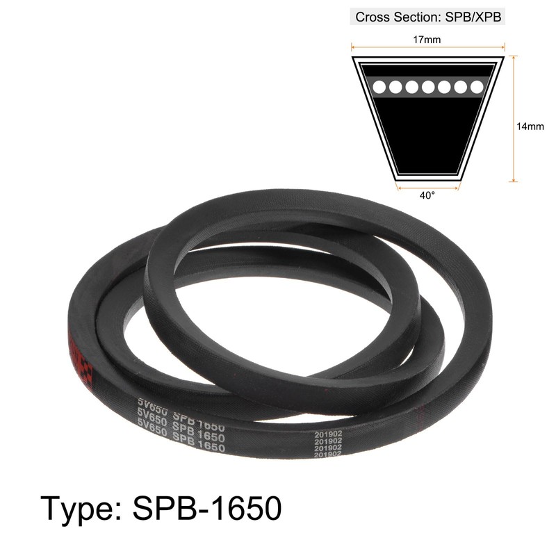 sourcing map SPB1650 V-Belt Drive Belt 1650 mm Pitch Length