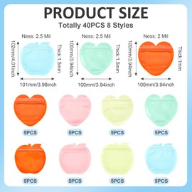 Craftdady 40pcs Apple Heart-Shaped Jewelry Bags - Resealable Packaging Ziplock Pouches for Trinkets & Small Jewelry