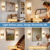 ECOBRT Modern Brushed Brass Vanity Light Fixture - Dual Glass