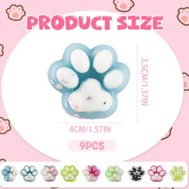 Pack of 9 Cat Paw Squishy, Squishy Paw, Cat Paws Squishy, Cute Soft Cat Paw Squeeze Toys, Squishy Cat Paw Squeeze Toy, Stress Relief Fidget Toys for Children and Adults