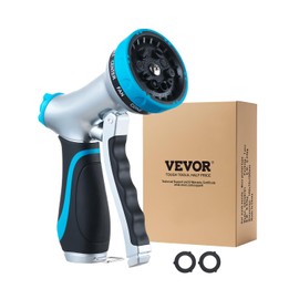 VEVOR Hose Nozzle, 10 Adjustable Spray Patterns, Metal Water Nozzle with Comfortable Ergonomic Grip, Garden Nozzle Sprayer with Flow Control for Watering Plants & Lawns, Washing Cars & Pets