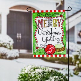 Evergreen Flag Merry Christmas Y'all Garden Flag 12x18 Double Sided | Christmas Garden Flag for Outside | Indoor Outdoor Small House Flags Décor for Home Yards Porch Garden