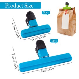 4 Pcs Bag Clips for Food Storage, Food Seal Clips, Food Bag Clips for Food Storage, Freezer Bag Clips Reusable Plastic Clips for Keeping Food Fresh Ideal for Home Kitchen Office