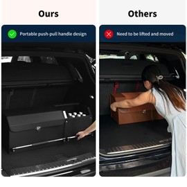 XCF Car Trunk Organizer, Collapsible Leather Car Trunk Storage Organizer with Lid and Sturdy Handle Car Organizer and Storage for SUV, Truck, Sedan (Black)