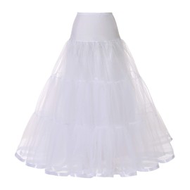 WOWBRIDAL Women's Ankle Length Petticoats Wedding Slips Plus Size S-XL White