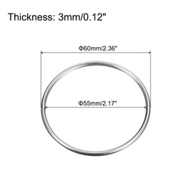 sourcing map 5 Pieces 60 mm (2.36 Inches) Outer Diameter 3 mm Thick Stainless Steel O-Rings Multi-Purpose Metal Welded O-Rings Round Rings, green