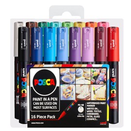 POSCA PC-1M Paint Marker Art Pens - 0.7mm – Starter Set of 16 Pens in Wallet