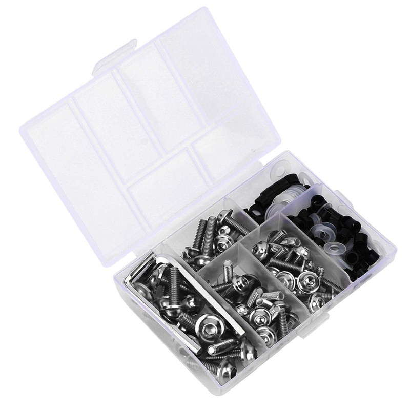 Fairing Bolts Kit, ABS+Aluminum 158Pcs/Set Universal Fairing Bolts Gasket Wrench
