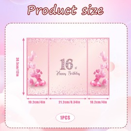 16th Birthday Guest Book, Pink Happy Birthday Party Signature Alternative Book Cards Birthday Message Book Comment Birthday Party Supplies Decorations for Girls