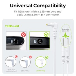 AUVON Durable Lead Wires for TENS EMS Units (2 Packs), Standard Leads with 40,000+ Bend Lifespan (10X Durability), Compatible with Electric Muscle Stimulators in 2.35mm Plug and 2mm Pin Electrodes