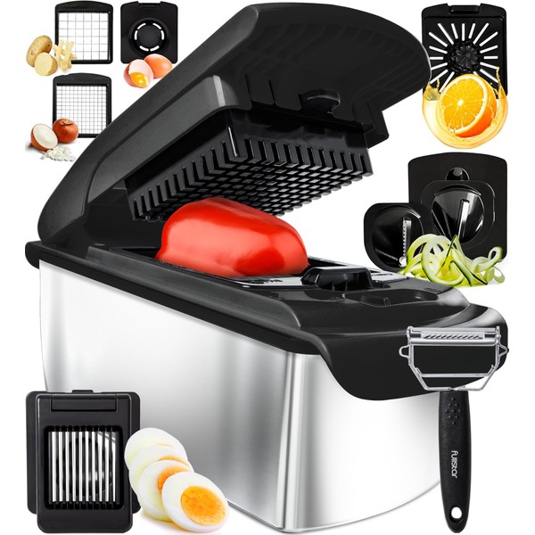 Fullstar Vegetable Chopper and Spiralizer - Food Chopper with Container,