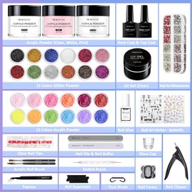 Morovan Acrylic Nail Kit - Nail Kit Set Professional Acrylic with Everything for Beginners Glitter Acrylic Nail Set DIY Nail Extension Starter Kit, Clear