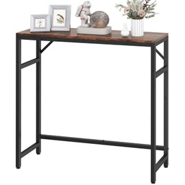 Livofloral Narrow Console Table, 29.5" Entryway Table with 2 Support Bar, Thin Sofa Table, Small Couch Table, Display Table, Side Table for Living Room, Hallway, Bedroom, Rustic Brown