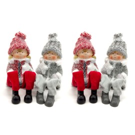 DARO DEKO Winterkinder Corner Stool, Set of 4, Girls and Boys, 22 cm, Decorative Figure, Christmas Decoration