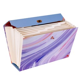 Cathedral Products Purple Abstract 19-Pocket Expanding Box File with Rose Gold-Coloured Accents | Stylish Document Organiser | A4 Size