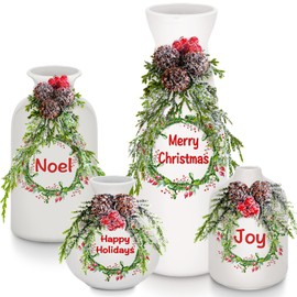 4 Pcs Christmas Vases Decoration Artificial Christmas Centerpiece Vases 9 inch Christmas Flower Vases Xmas Farmhouse Vase for Christmas Centerpieces Holiday Indoor Decorations