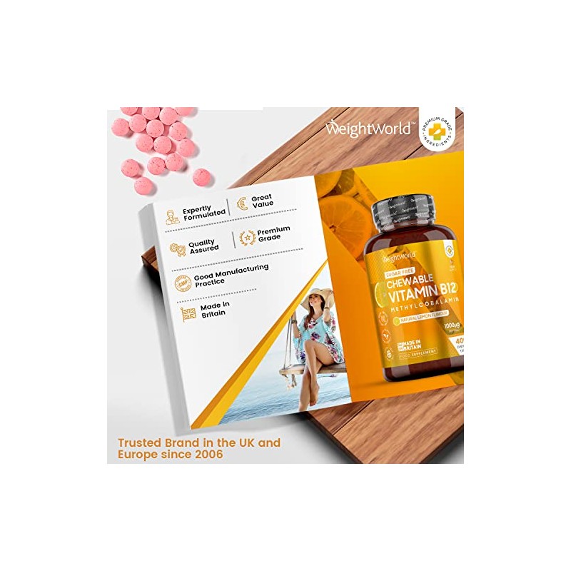 Vitamin B12 Tablets High Strength 1000mcg - 400 Chewable B12