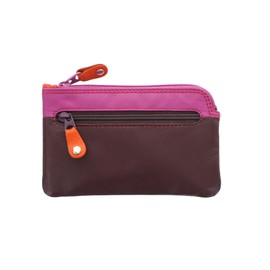 Visconti Rainbow Collection GENO Leather Coin Purse With Keyring RB69 Plum Multi