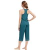 WiWi Pajama Set for Women Tank Top Capri Pants U-Neck