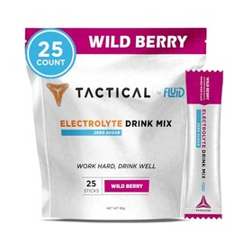 Fluid Tactical - 25 unidades de electrolitos en polvo sin azúcar  Frutos rojos  Bebida lista para beber para viajes  Rehidratación extrema            