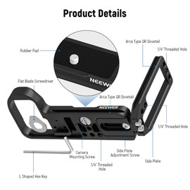NEEWER CA001L Quick Change Camera L Holder, Compatible with Nikon Z5 Z6 Z7 Z6 II Z7 II, Aluminium Camera Plate with Anti Twist Pin, 1/4 Inch Thread, Arca Type Dovetail for YouTube Videos and