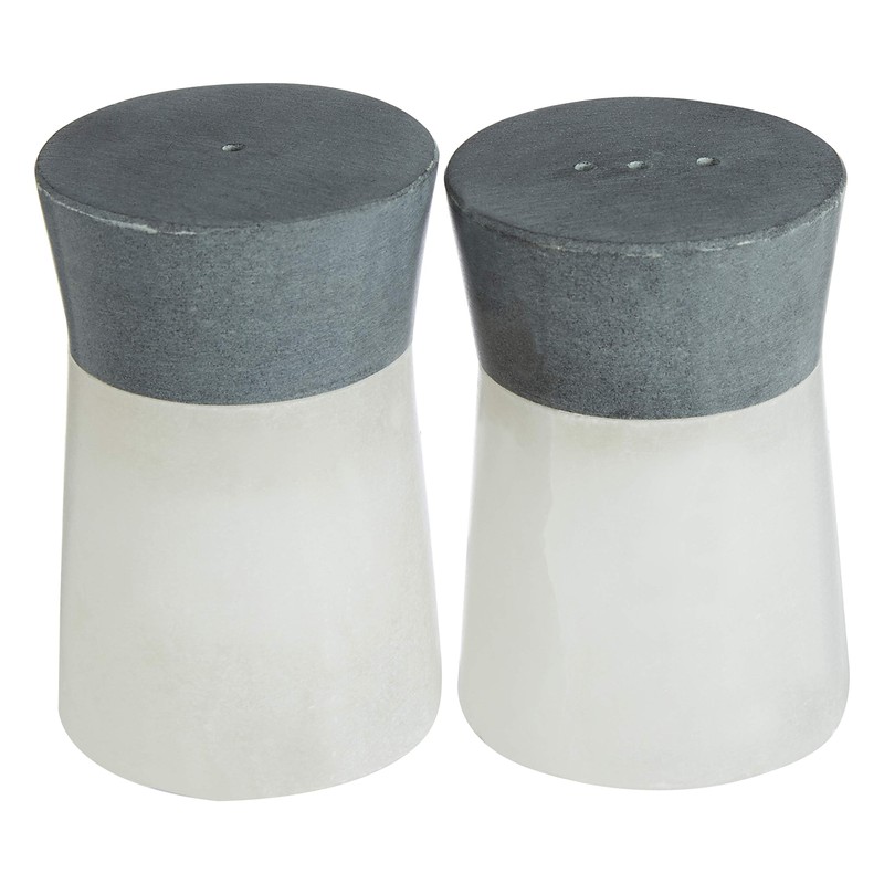 Premier Housewares MArble Salt and Pepper Set, Rounded, White/Grey -