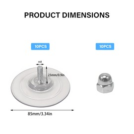 ASOFTY Pack of 10 M8 Suction Cups with Thread, Diameter 85 mm, Round Suction Cups for Windows, Suction Cups Without Hooks with Metal Screw Nut, PVC Transparent Suction Cups for Glass, Wall, Kitchen,