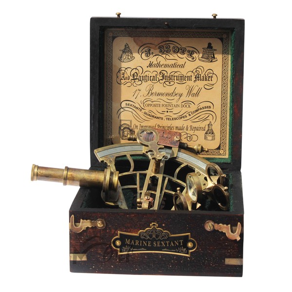 MAH Marine Sextant Large Brass Navigation Instruments Vintage Style Sextant Ship History Sextant Nautical Sextant in Hardwood Valentine’s Day Gift Box.C-3082