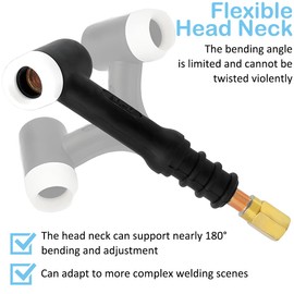 EATBALE WP-17F SR-17F Head Body Replacement Parts for TIG Welding Gun 150Amp Air Cooled Flexible Torch Neck Anti-Slip Rubber Handle Copper Connector Head Neck Body Attachment Accessory