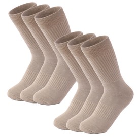 ABITO Men's Socks Quarter Length Soft Cusioning Base Arch Grip, Cotton Khaki_Pack of 6