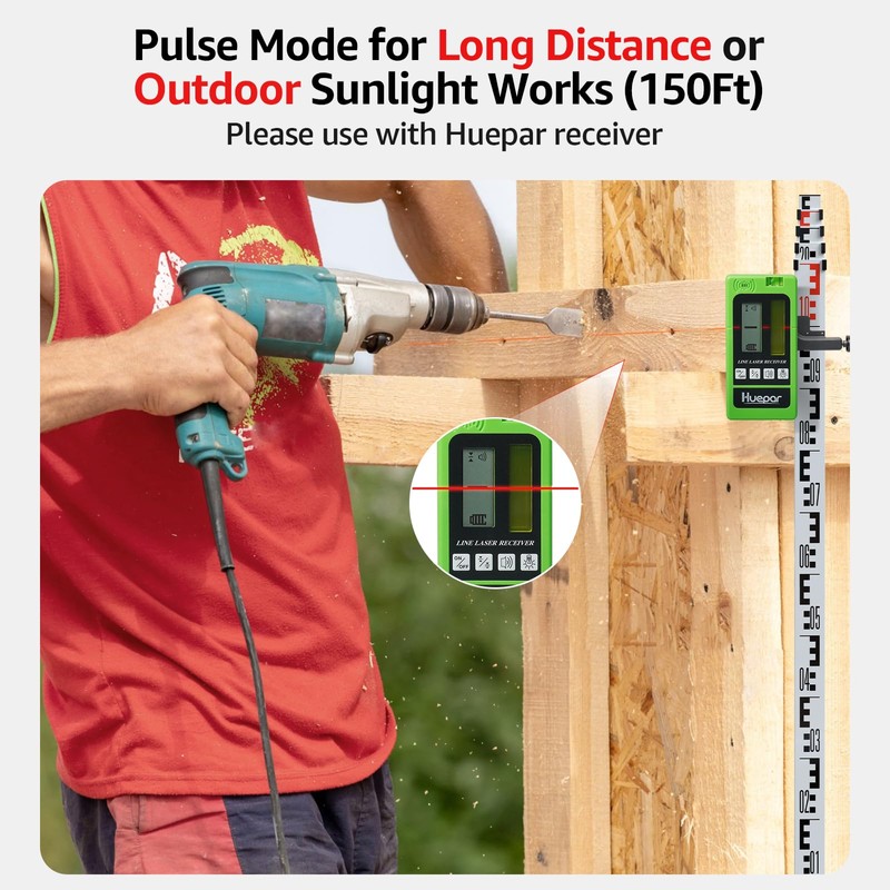 Laser Level with Tripod, Huepar 150Ft Red Self Leveling Lazer