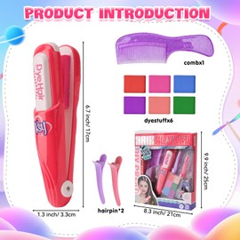 LTFIOON Spielzeug Haarfärbestift, Magic Hair Styling Tools mit 6 Zauber Farbpaletten, Haarkreide für Mädchen, Hair Chalk for Girls Set ab 4 Jahre für Temporäre Haarfarbe Mädchen Geburtstag Weihnachten