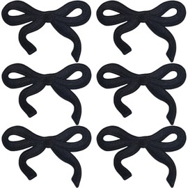 BEIQIYA 6pcs Bow Iron on Patches, Mini Bow Embroidered Applique, Cute Embroidery Bowknot Sew on Patch for Hat Clothes Shoes Jeans Shirt Jackets Backpacks- Black