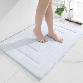 Kitinjoy Bath Mat, Soft and Absorbent Microfiber Bath Rugs, Non-Slip Shaggy Bath Carpet, Machine Wash Dry Bath Mats for Bathroom Floor, Tub and Shoer, 30" x 20", White