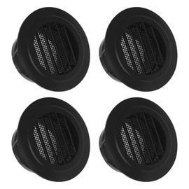 Leclatte 4 Inch Soffit Vent Cover Black, Round Air Exhaust Vent with Built-In Screen Mesh, Dryer Vent Cover for Kitchen, Bathroom, Cabinet, Office(4 Packs)