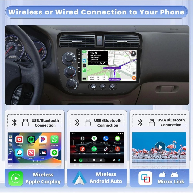 unbranded Android 12 Car Stereo Radio for Honda Civic 2001-2005