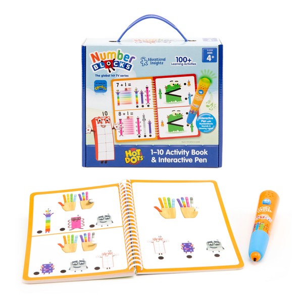 Learning Resources - Hot Dots Book 1 to 10 and Interactive Pen, 75+ Activities Included, Numberblocks Gifts, from 4 Years, EI-2550