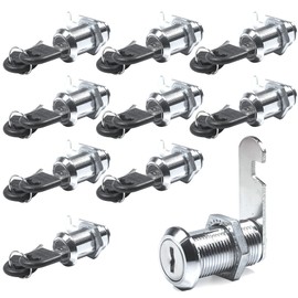 10pcs 16mm Cam Lock Replacement, 5/8 Inch Tool Box Lock with 20 Keys, Security Post Box Lock for Mailbox Drawers Cupboard