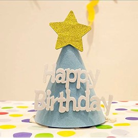 [LAMINGKI] Mingkicone Cute Soft Aesthetic IG Birthday Cone Hat for Children and Adults (Blue with Star)
