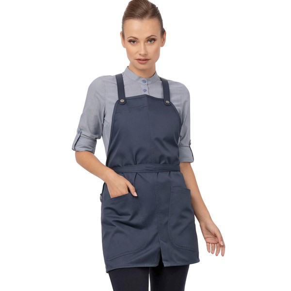 Chef Works Men's Largo Short Bib Apron, Blue, 25"L x