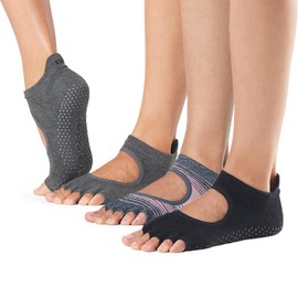 Toesox Women's Bellarina Half Toe Grip Socks - Multi Pack Non-Slip Pilates & Yoga Socks with Grips, Barre & Dance Socks
