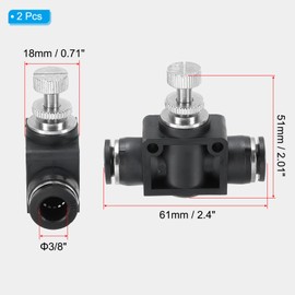 PATIKIL 3/8" Pneumatic Ball Valve, 5 Pack 3/8" OD SA Push to Connect Tube Fittings Ball Valve Union Straight Air Flow Control Valve for Air Hydraulic, Black